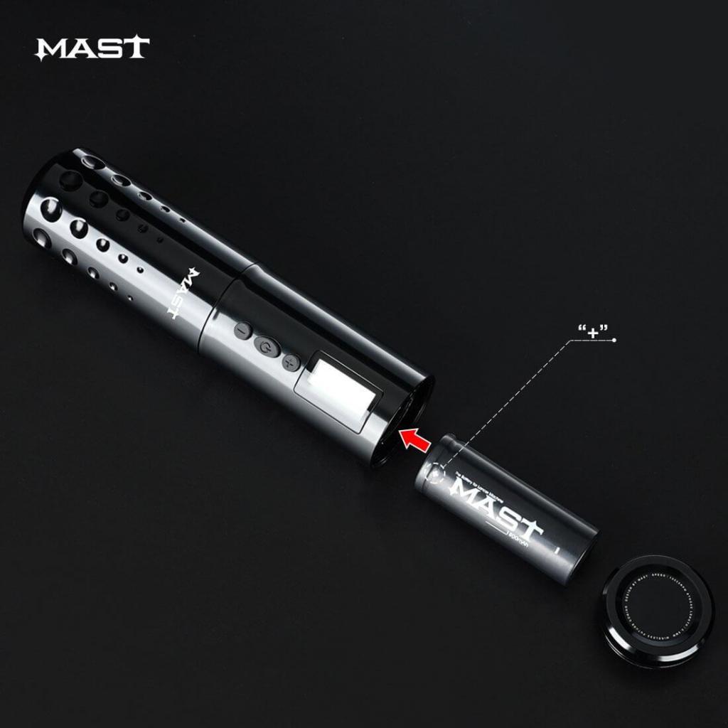 Mast Lancer - Vezeték Nélküli Akkumulátoros Tetováló Pen - Cserélhető Pót Akkumulátorral - Fekete