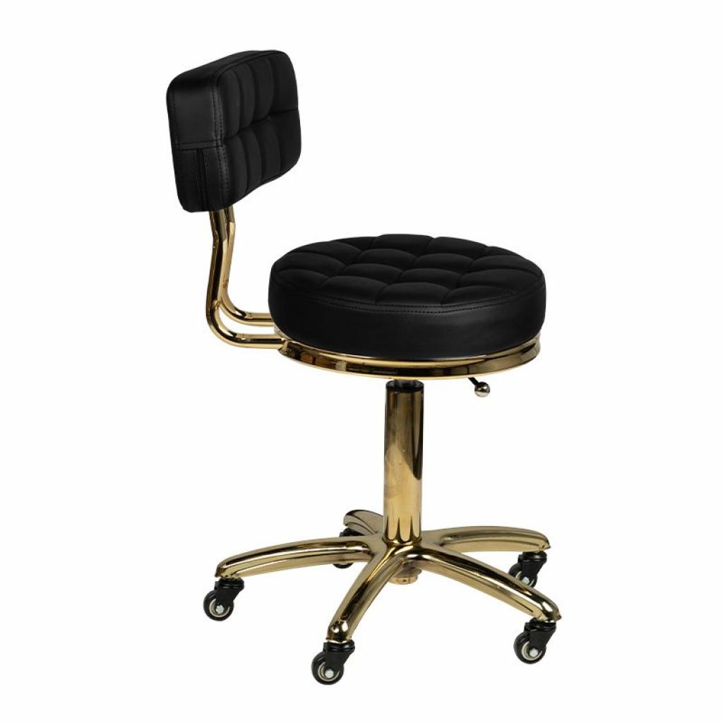 Fekete színű Kozmetikai szék /Steppelt/ (Arany színű lábbal)