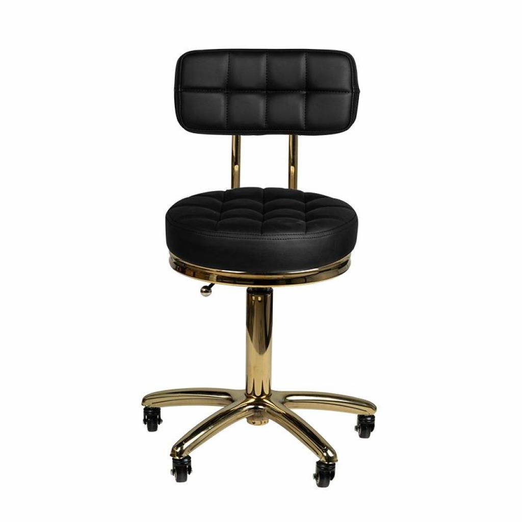 Fekete színű Kozmetikai szék /Steppelt/ (Arany színű lábbal)